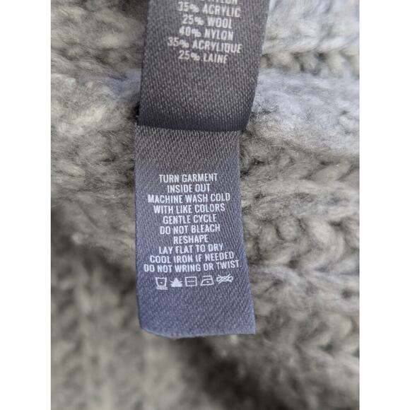 AERIE! FINE WOOL BLEND, GRAY MARL HEAVYWEIGHT CROPPED MOCK NECK SWEATER! SZ M - Picture 7 of 9